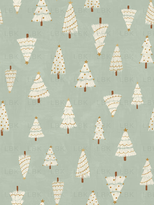 White Christmas Trees On Mint Green