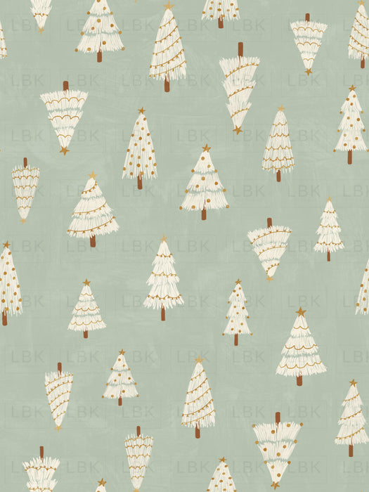 White Christmas Trees On Mint Green