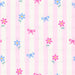 Wide Vertical Stripe Daisies And Bows Pink Blue