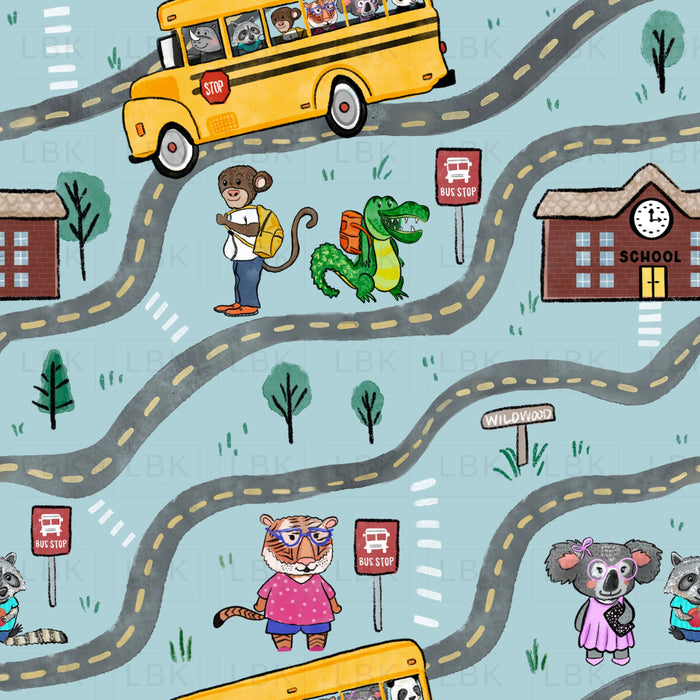 Wildwood bus stops sky blue