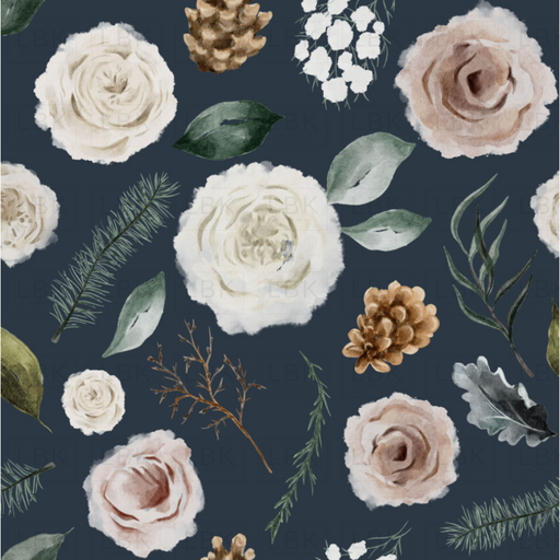 Winter Flora On Navy