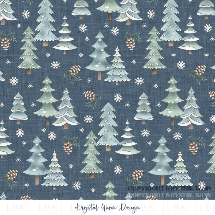 Winter Wonderland Forest Navy