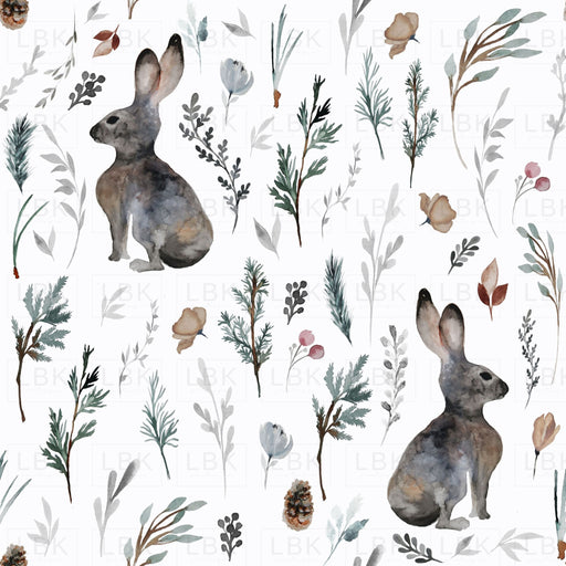 Woodland Bunnies On Lilac White