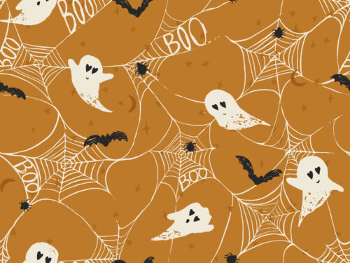 2021 Halloween - Spooktacular - Halloween Boo Ghosts on Orange