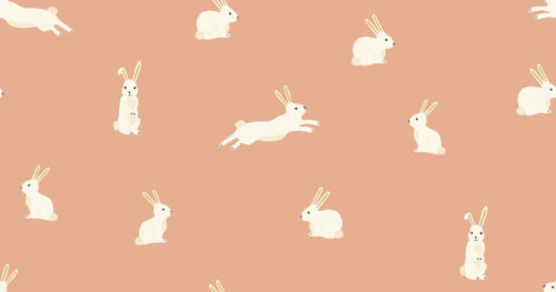 2022 Easter - Bunny Rabbits on Peach