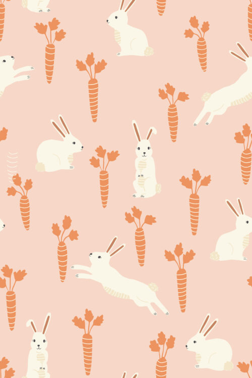 2022 Easter - Easter Bunnies and Carrots in Pink and Papaya