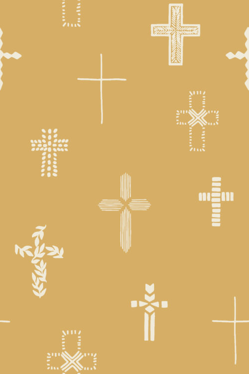 2022 Easter - small Easter Cross on Honeybee Yelllow