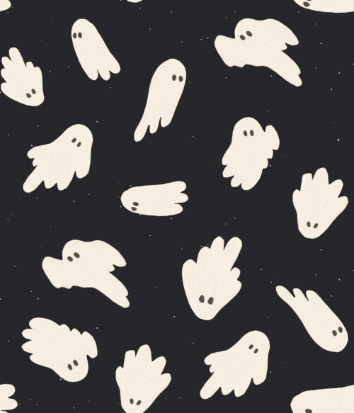 Halloween - Hey, Boo! - Halloween Ghosts on Charcoal Black