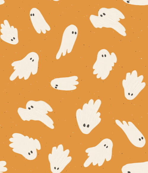 Halloween - Hey, Boo! - Halloween Ghosts on Pumpkin Orange