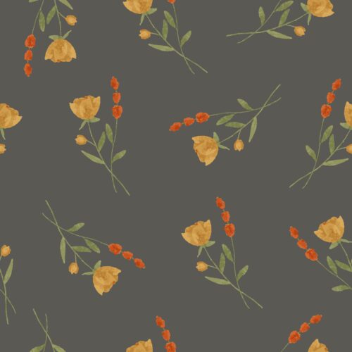 Dainty Blooms in Charcoal