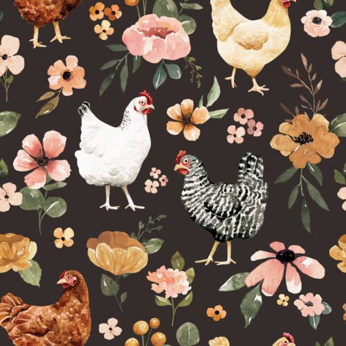 Charlotte Floral Charlotte Floral Chickens Dark