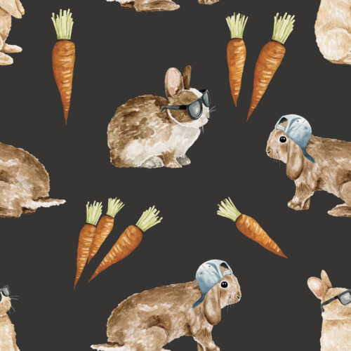 Cool Bunnies and Carrots on Black