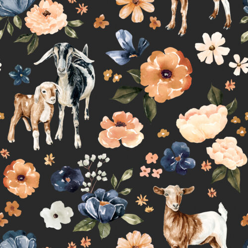 CR FarmandMeadow Goat Floral DarkGray