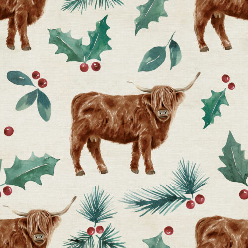 FrmhsCmasBurlap HighlandCow
