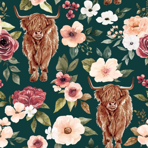 Felicity Highlandcowfloral Emerald