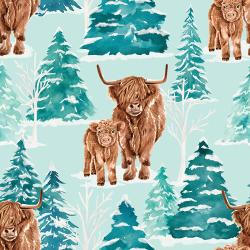 ForestandFrost HighlandCows Forest Blue