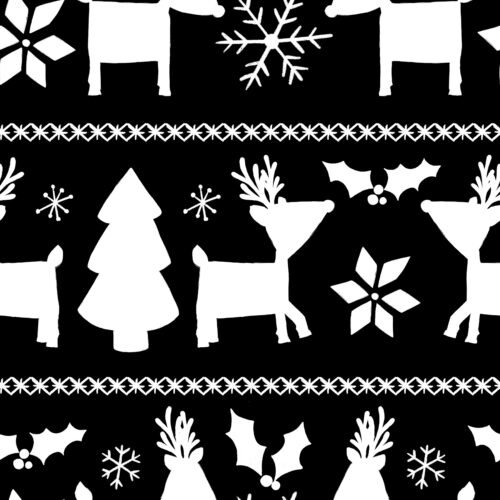 HappyHyggeCmas ReindeerFairisle BW