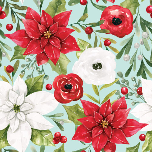 HollyandPine Poinsettias Blue