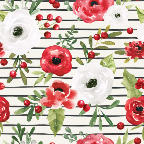HollyandPine Winterfloral Stripes Cream