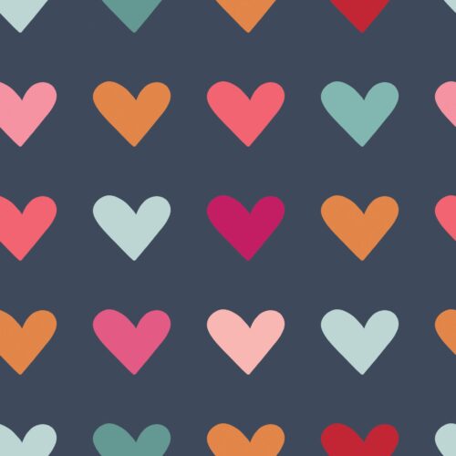 Love Doodles Hearts Multi Darkblue