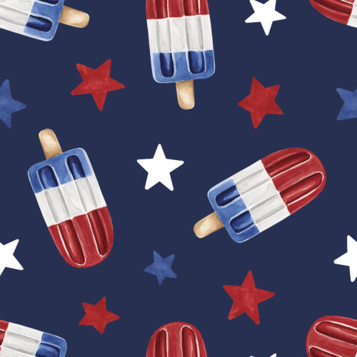 Popsicles and Stars on Navy Blue 6x6