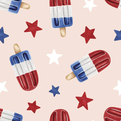 Popsicles and Stars on Pink 6x6