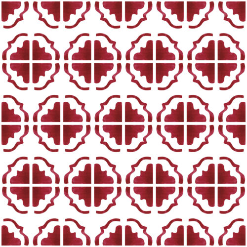 Red Decorative Ornate Tile