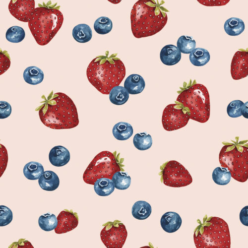 Watercolor Berries on Pink