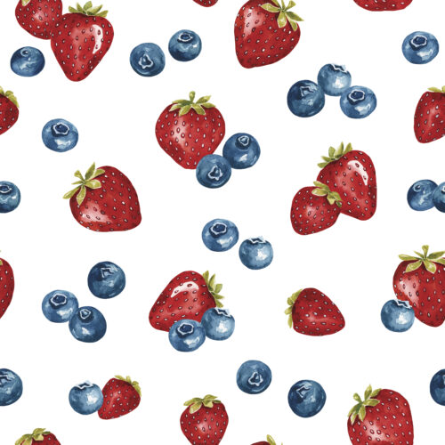 Watercolor Berries on White