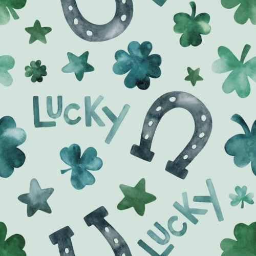 Lucky Day Shamrocks and Stars on Blue