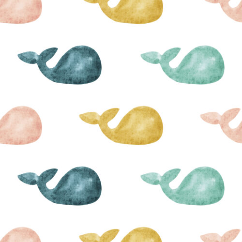 Colorful Watercolor Whales