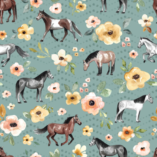 Dots Horses CountryBlue