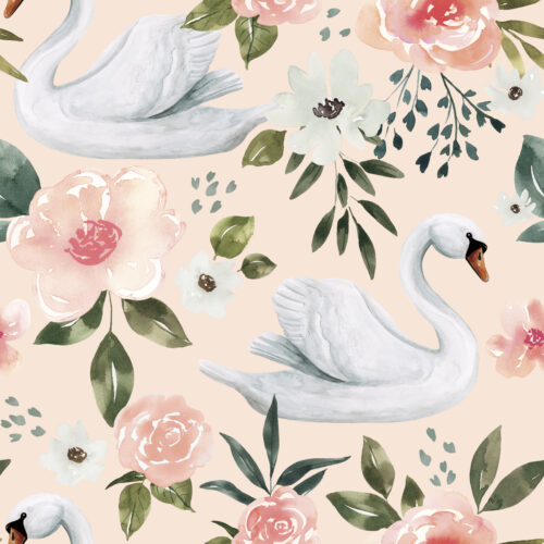 Blush Pink Vintage Spring Swan Floral