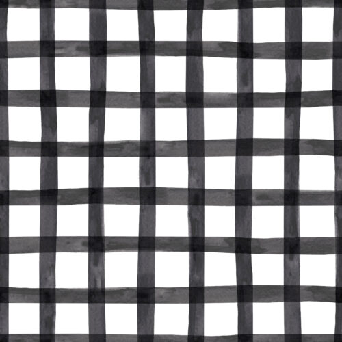 Watercolor Christmas Black and White Plaid