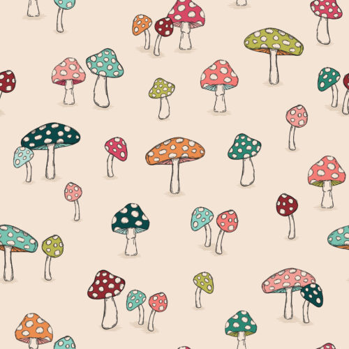 WhimsicalWinter Mushrooms Colorful