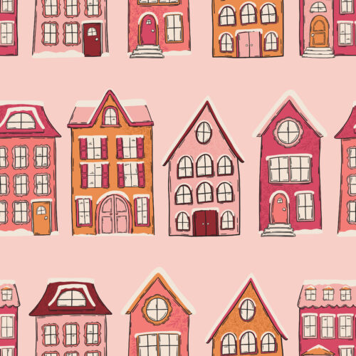 WhimsicalWinter Village Pink