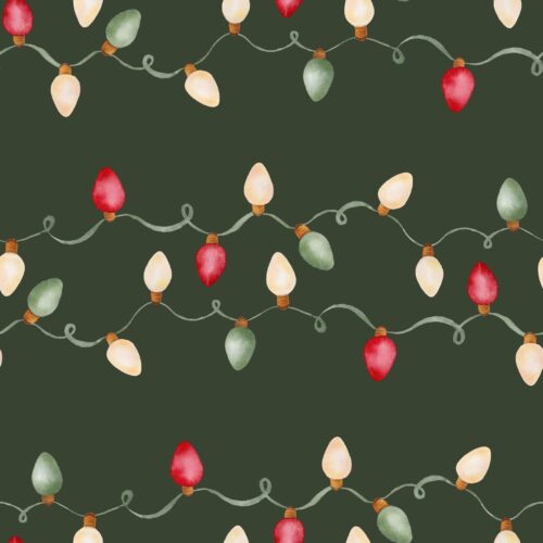 Watercolor Holiday Lights on Fern