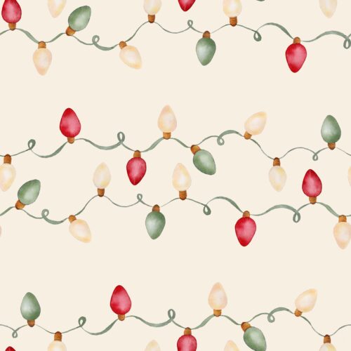 Watercolor Holiday Lights on Cream