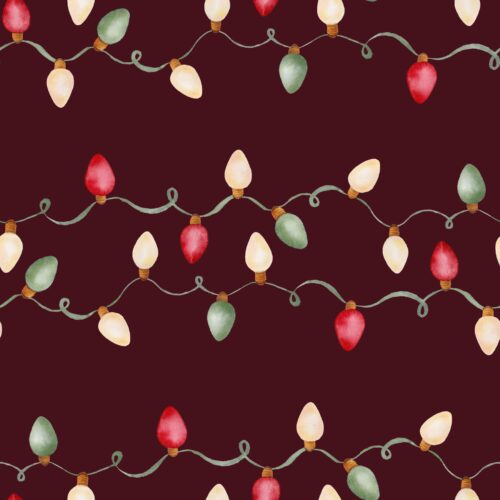 Watercolor Holiday Lights on Mulberry