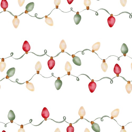 Watercolor Holiday Lights on White