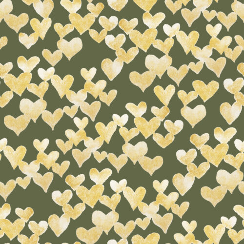 Watercolor Gold Hearts on Olive