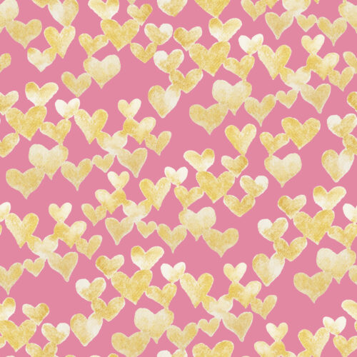 Watercolor Gold Hearts on Rose