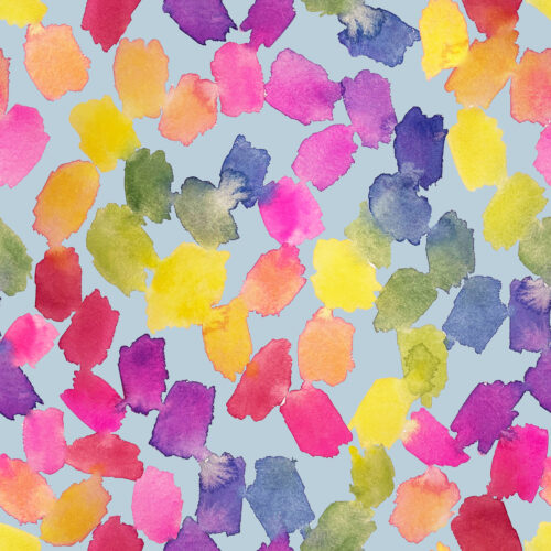 Watercolor Rainbow Brushstrokes on Light Blue