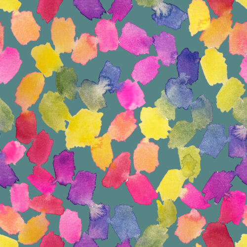 Watercolor Rainbow Brushstrokes on Teal