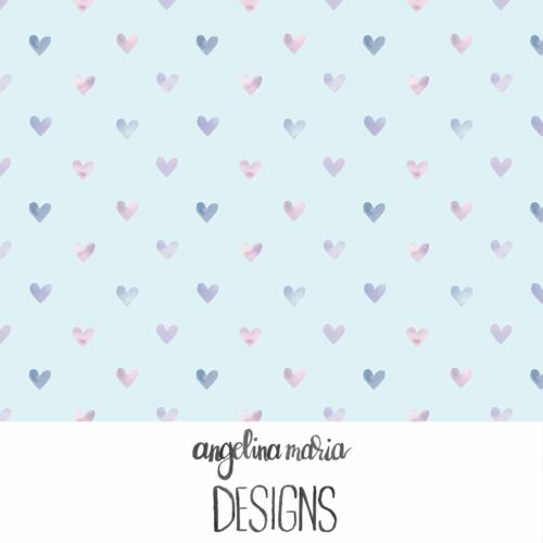 Watercolor Hearts Seafoam