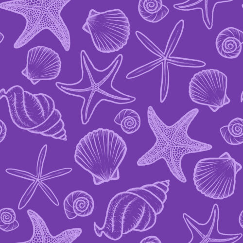 Seashells and Starfish Blue Violet