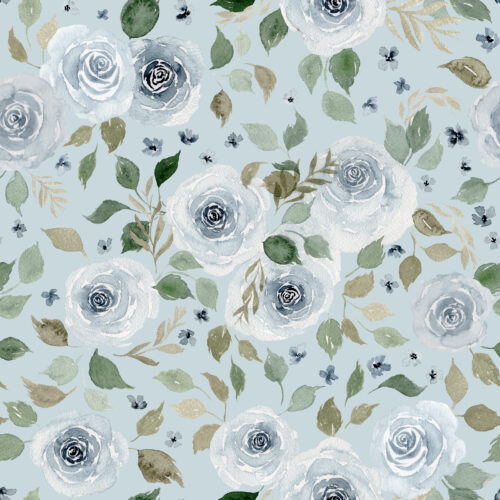 Mountain Floral on Soft Blue