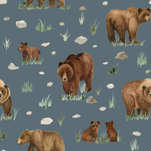 Watercolor Grizzly Bears on Slate