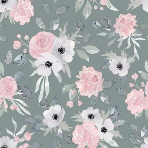 Springtime Floral on Green