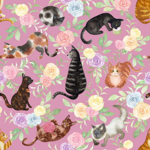 Whiskers and Blooms in Mauve